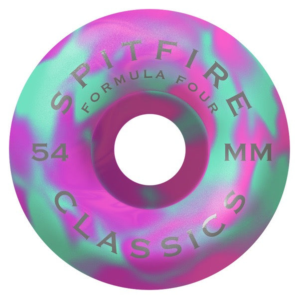SPITFIRE WHEELS (JEU DE 4) 54MM F4 99D CLASSIC PNK TEAL SWRL
